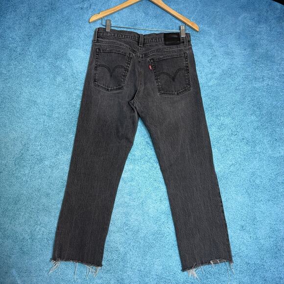 Levi's Premium Wedgie Jeans Womens 30 Button Fly Gray High Rise Denim Raw Hem - Picture 11 of 16